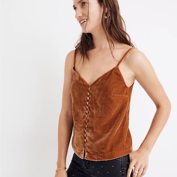 ✨MADEWELL✨Velvet Button Down Cami Tank Top - Picture 2 of 5
